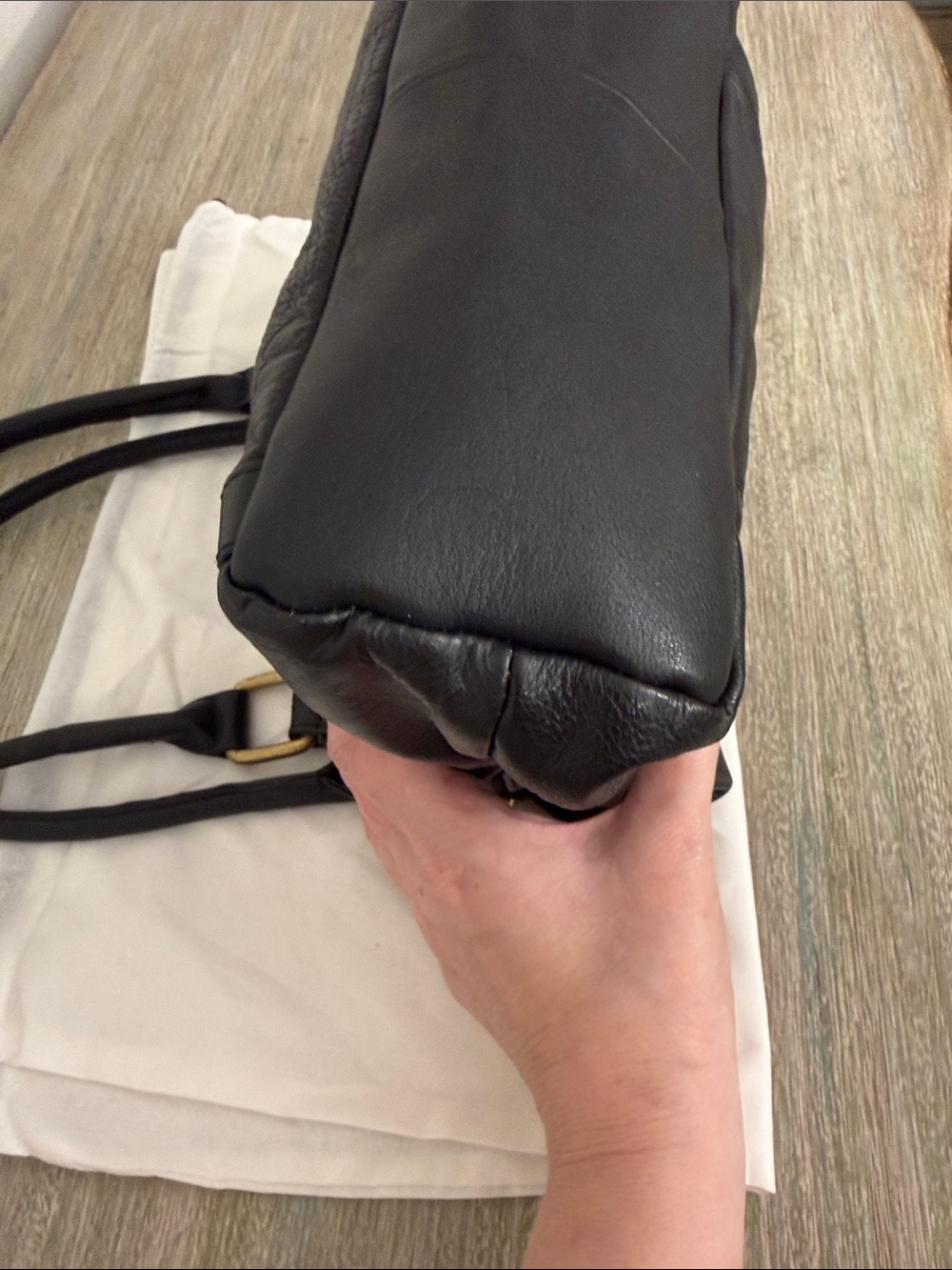 Vintage Black Croc-Embossed Leather Grunge Utility Shoulder Bag - Picture 9 of 16